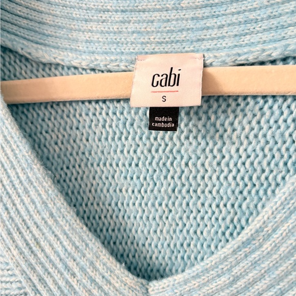 CABI Blue Knit V-neck Sweater Womens S Oversized Casual Colorful Winter Blue - Picture 3 of 5
